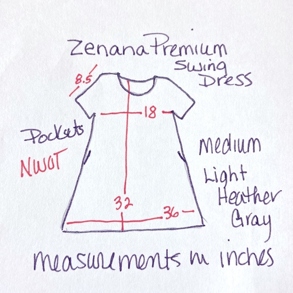 ZENANA PREMIUM Swing Dresses. Size Med.  Heather Gray. NWOT Perfect for Hot days - Picture 6 of 8